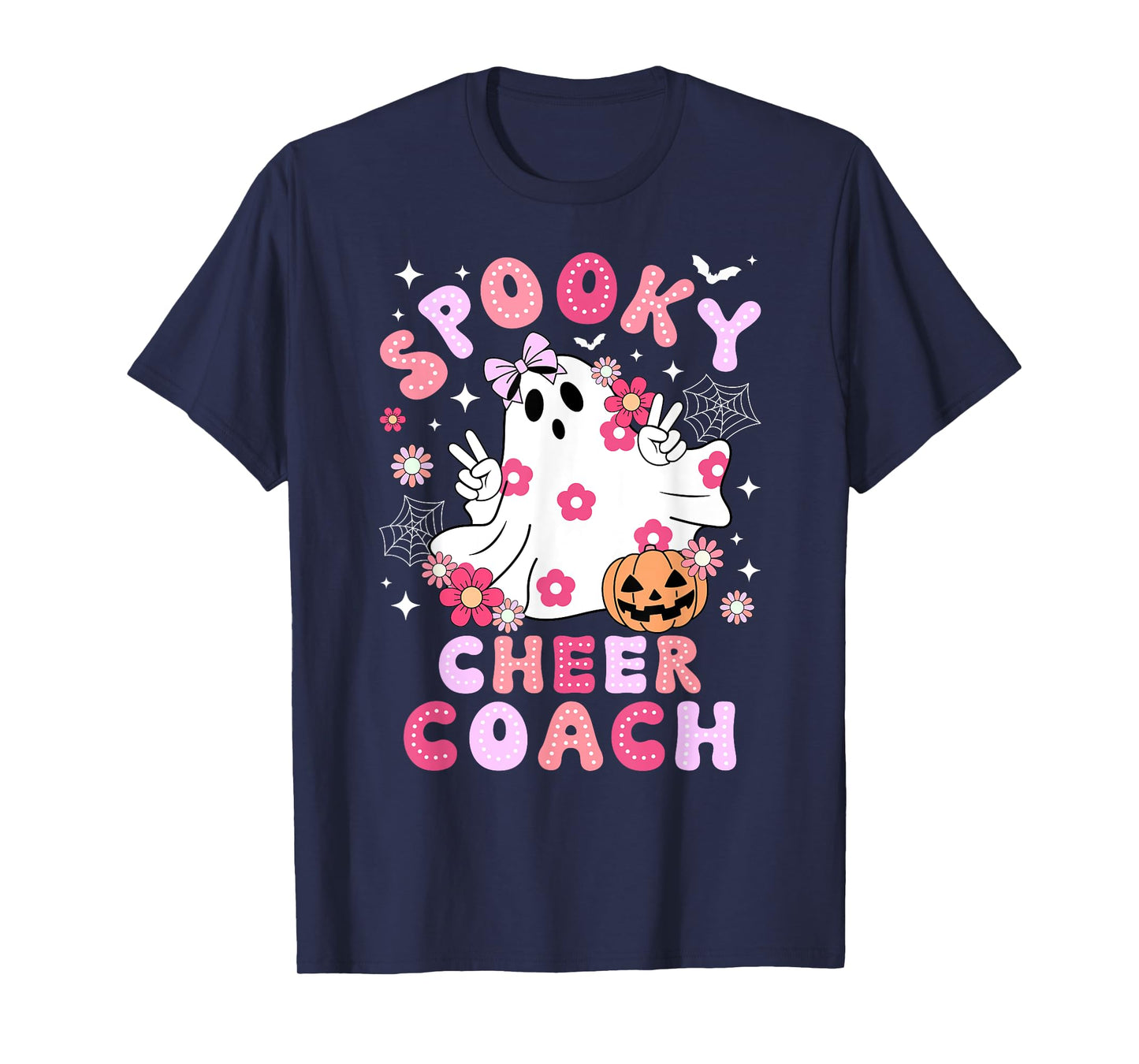 Spooky Cheer Coach Halloween Cheerleading Coach Groovy T-Shirt