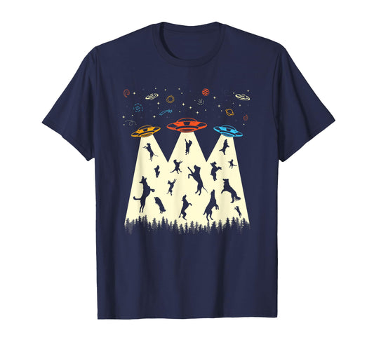 UFO Abduction Shirt Alien Dog Lover Retro Flying Saucer T-Shirt for Men Women Girls Kids
