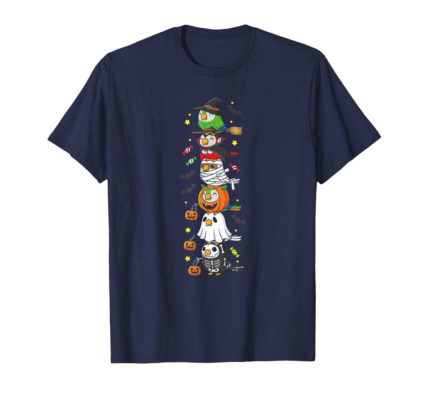 Funny Parrot Witch Vampire Ghost Halloween Kids Mens Womens T-Shirt