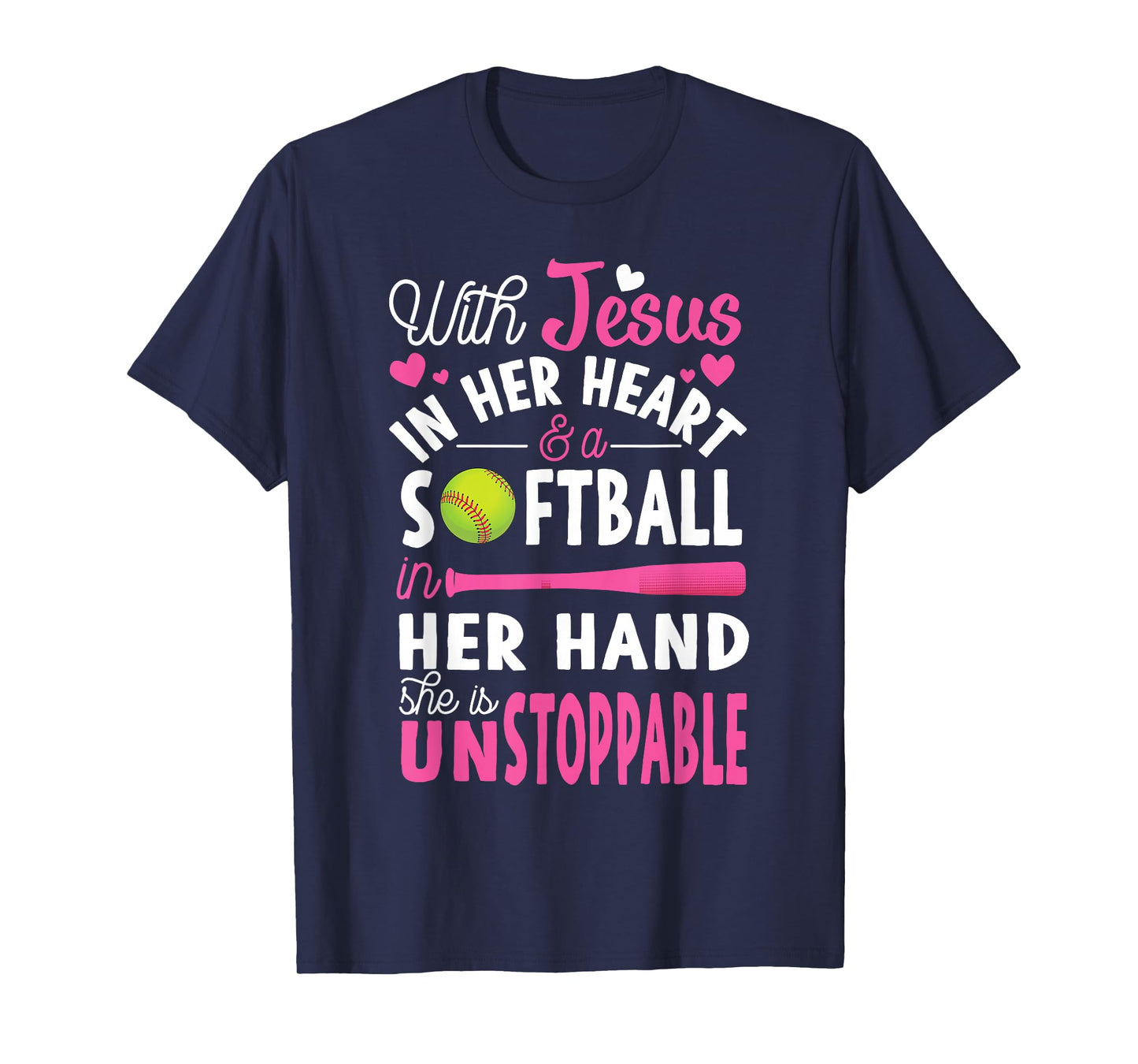 Jesus In Her Heart Softball Hand Funny Pitcher Gift For Her T-Shirt