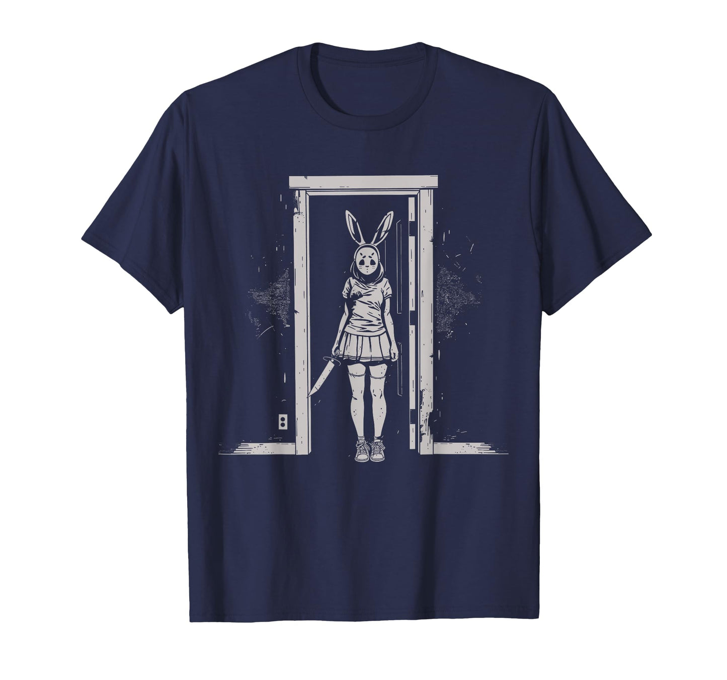 Horror Girl Bunny Mask Slasher Goth Alt Anime Creepy Rabbit T-Shirt