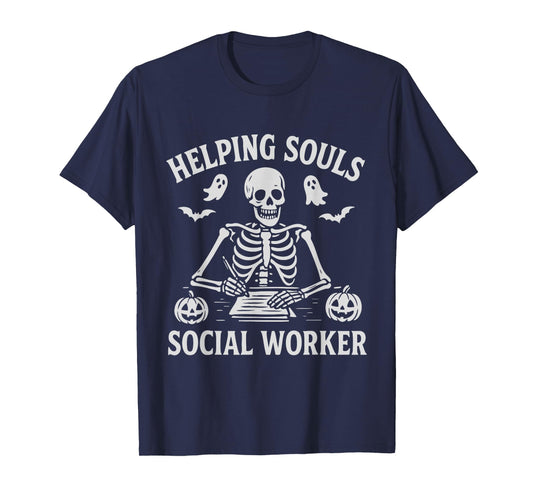 Helping Souls Social Worker Halloween Skeleton T-Shirt