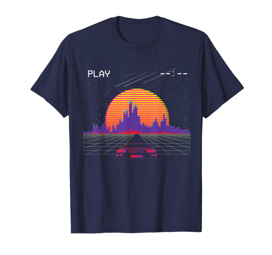 cyberpunk outrun synthwave sunset fast car aesthetic t shirt T-Shirt