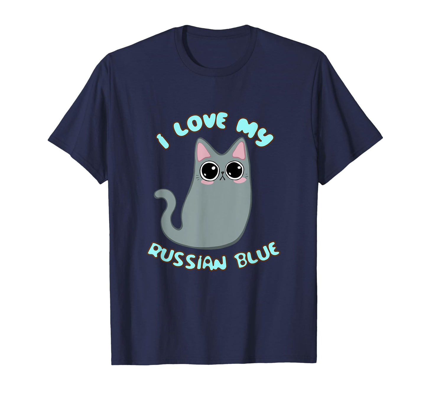 I Love My Russian Blue Cat Grey Gray Kitty Kawaii Chibi cute T-Shirt for Men Women Kids