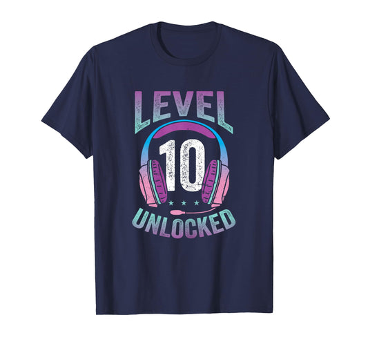 Gamer Girl Level 10 Unlocked Video Game 10th Birthday Gift T-Shirt