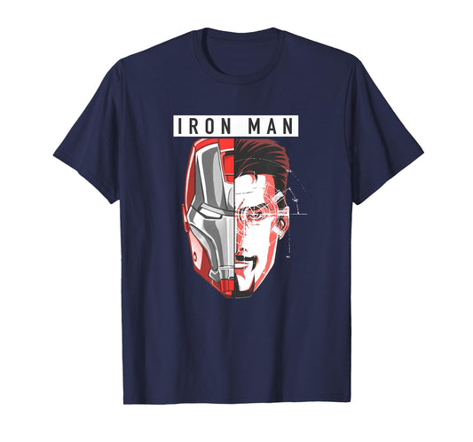 Marvel Comics Retro Classic Iron Man Tony Stark Split Face T-Shirt