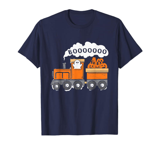 Halloween Train Boo Funny Ghost Pumpkin Toddler Kids Boys T-Shirt