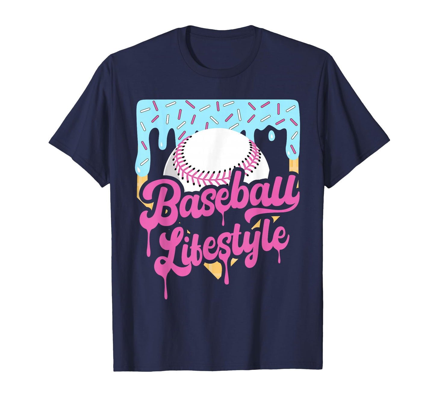 Baseball Lifestyle Home Plate Ice Cream Drip Men Boys Youth T-Shirt