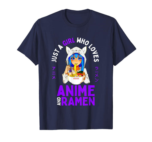 Just a Girl Who Loves Anime and Ramen Teen Girls Japan Merch T-Shirt