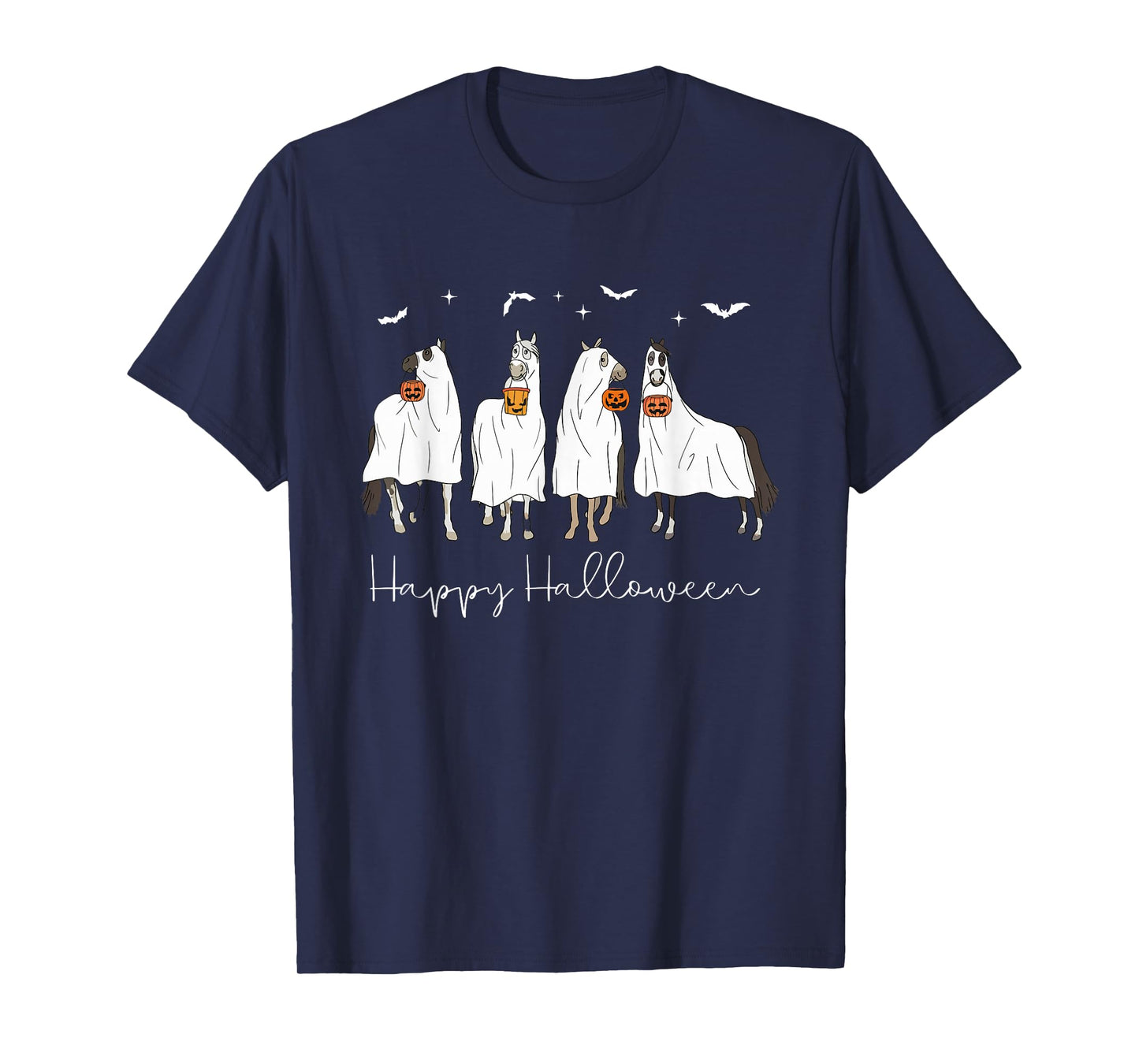 Happy Halloween Horse Ghost Spooky Season Horse Lover Womens T-Shirt