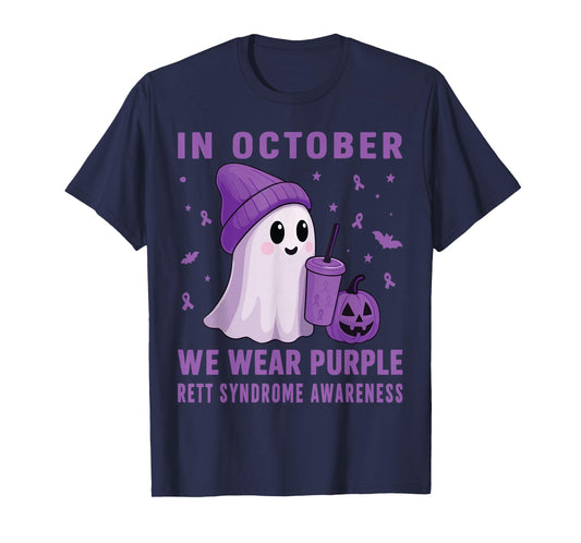 Halloween Boo Rett Syndrome Awareness in October Purple T-Shirt