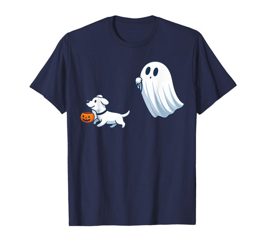 Ghost Walking Dog Ghost Dog Halloween Cute Spooky Dog Love T-Shirt