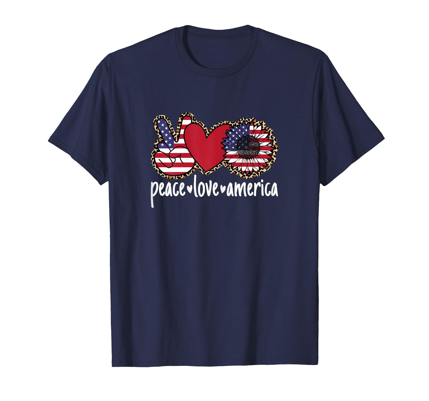 Peace Love America USA Patriotic 4th of July Women Girls T-Shirt