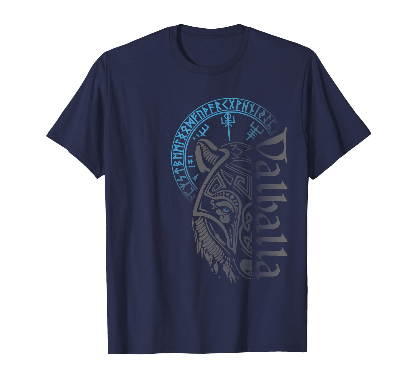 Walhalla Wolf Mask Odin Runes Nordic Compass Viking T-Shirt