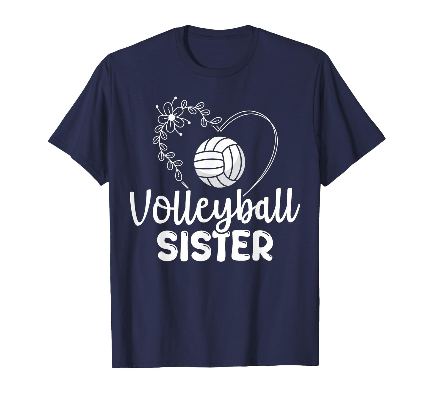 Floral Volleyball Sister Heart T-Shirt