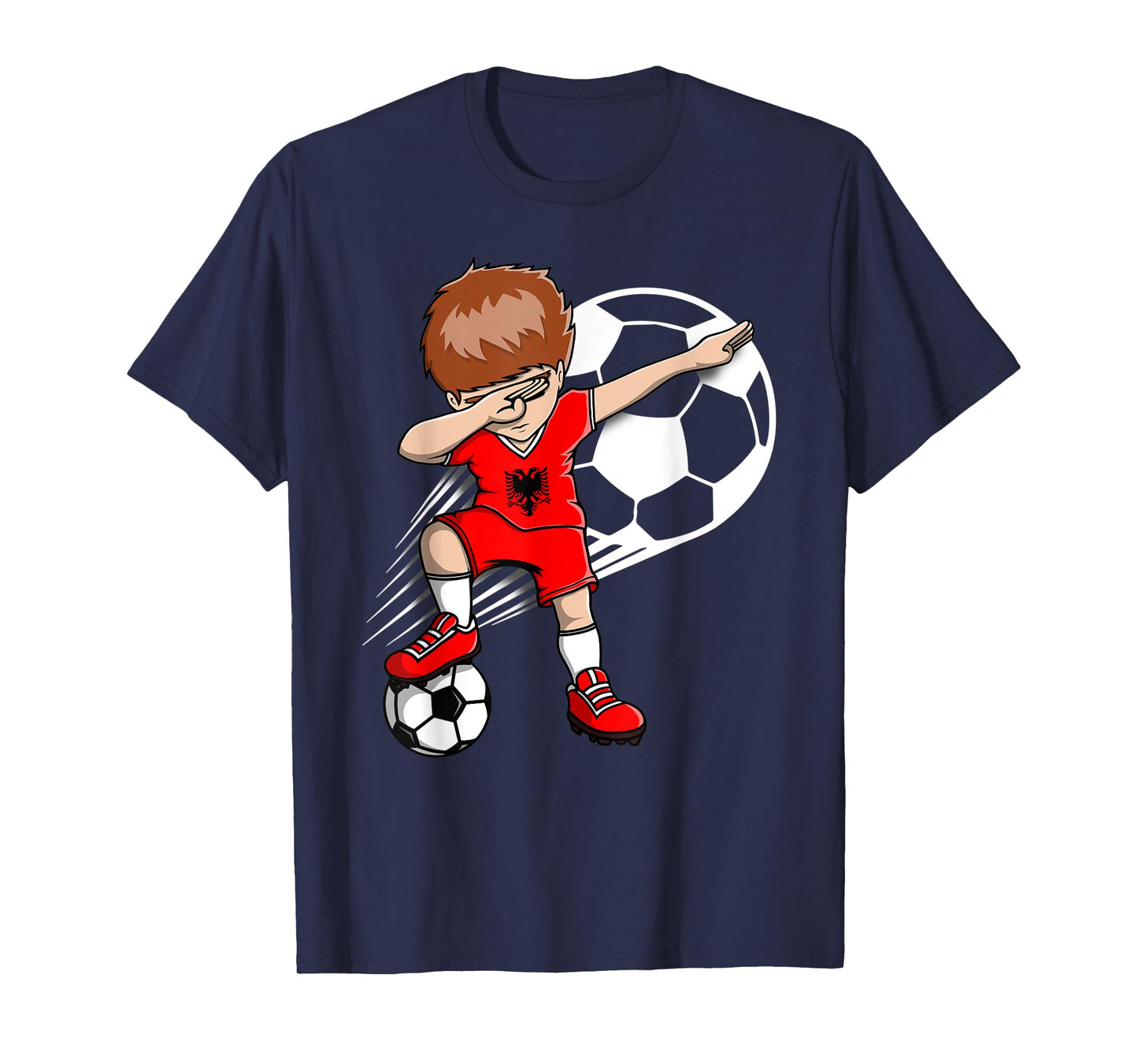 Dabbing Soccer Boy - Albania Jersey Albanian Football Fans T-Shirt