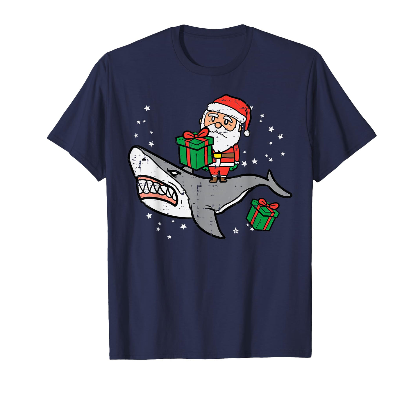 Santa On Shark Cute Christmas Xmas Boys Kids Toddler T-Shirt