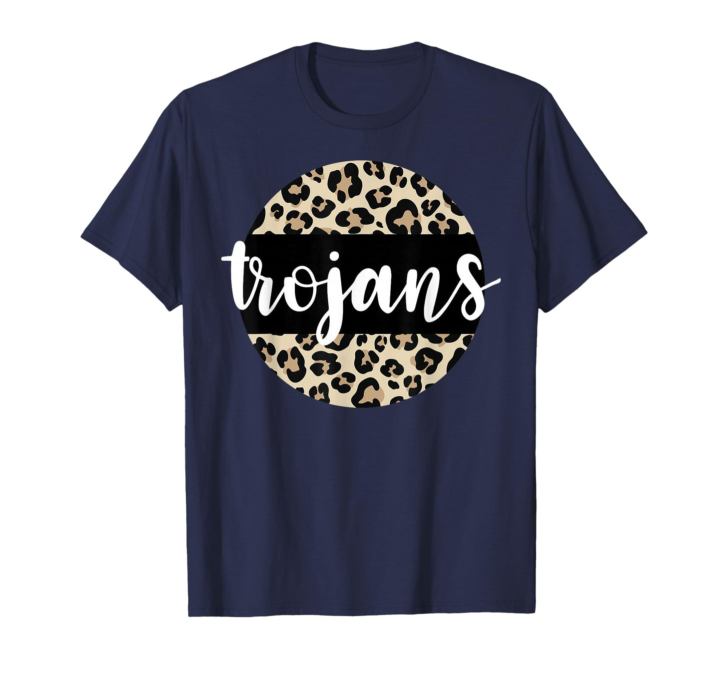 Leopard Print Trojans Team Mascot School Spirit Game Night T-Shirt