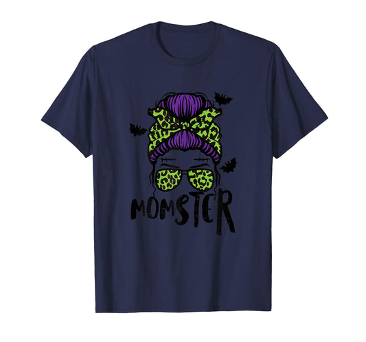 Halloween Momster Messy Bun Monster Mom Costume Mommy Mama T-Shirt