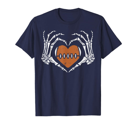 Halloween Football Heart Skeleton Hand Costume Boys Kids Men T-Shirt