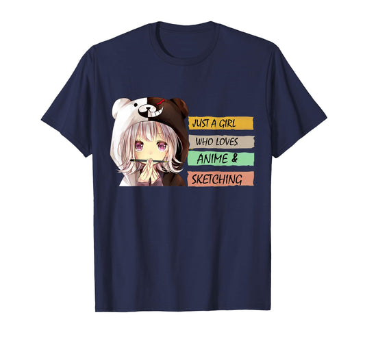 Just a Girl Who Loves Anime and Sketching Cute Tee Girl Gift T-Shirt