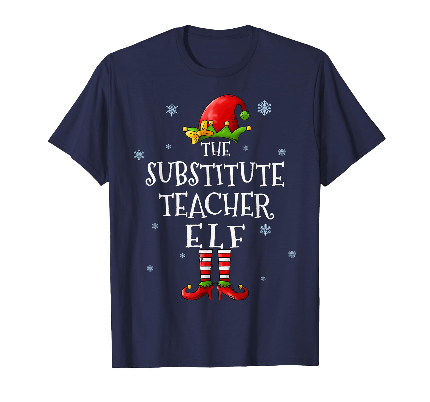 The Substitute Teacher Elf Squad Funny Matching Christmas T-Shirt for Men Women