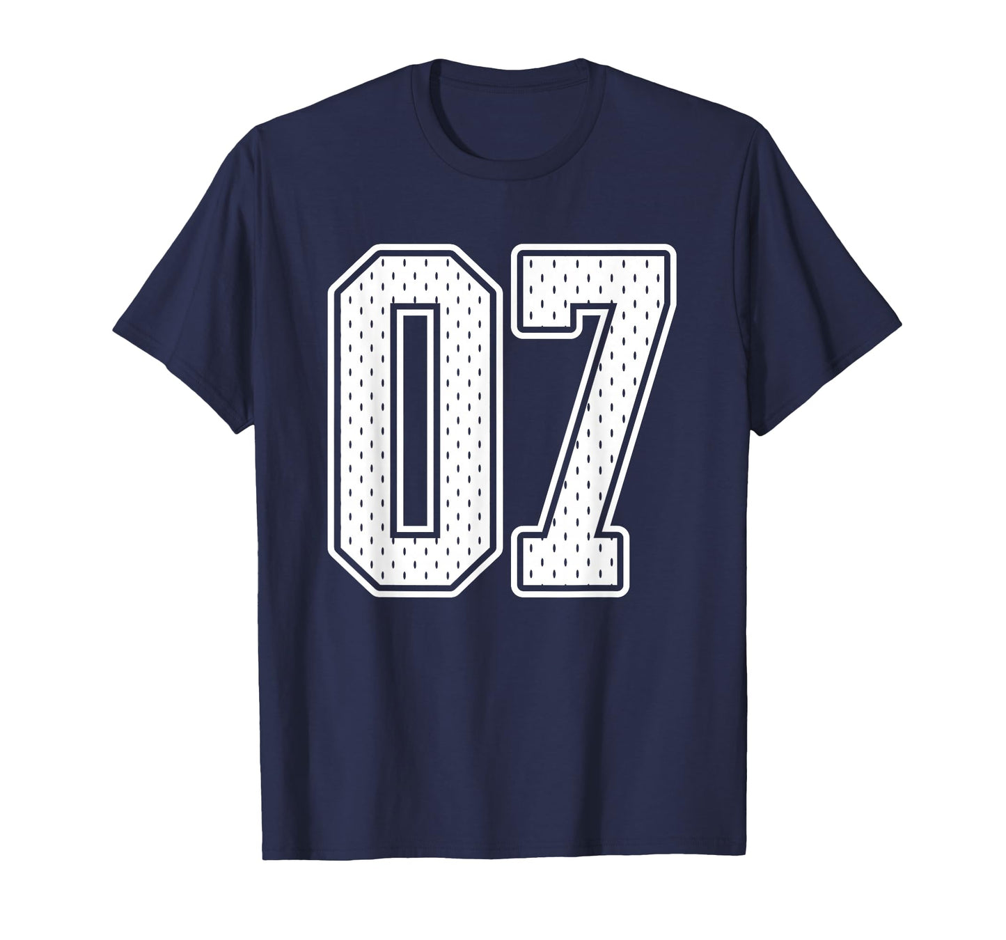 #07 White Vintage Number 07 Sports Fan Jersey Style T-Shirt