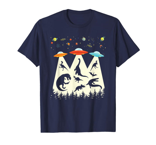 Funny Dinosaur UFO Lover Retro Vintage Alien Abduction T-Shirt