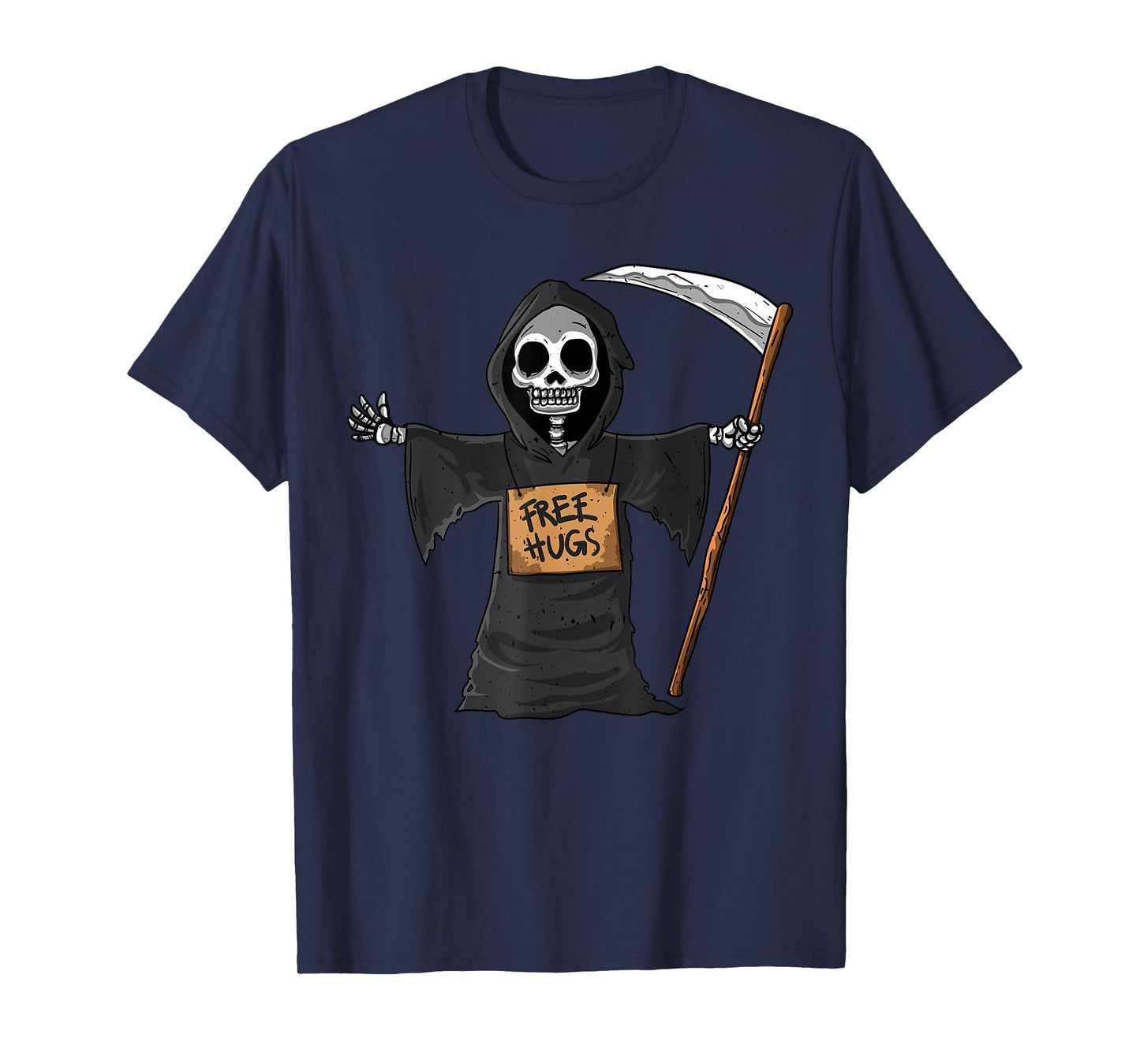 Free Hugs Grim Reaper Halloween Party Cosplay Lazy Costume T-Shirt