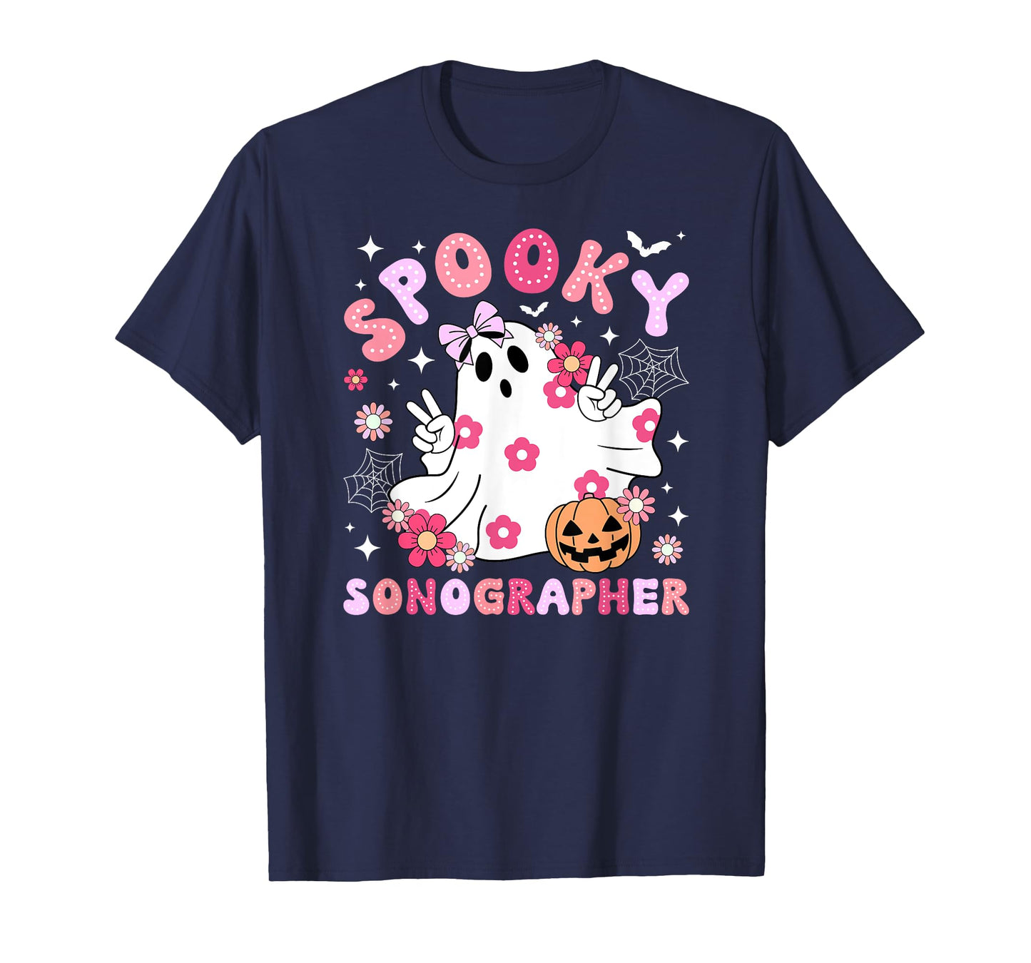 Spooky Sonographer Halloween Sonography Groovy T-Shirt