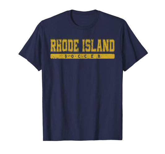 Rhode Island Soccer Yellow Vintage Text T-Shirt