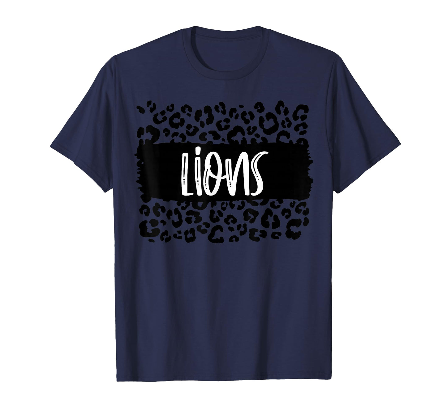 Lions Team Mascot School Spirit Game Night Leopard Print T-Shirt
