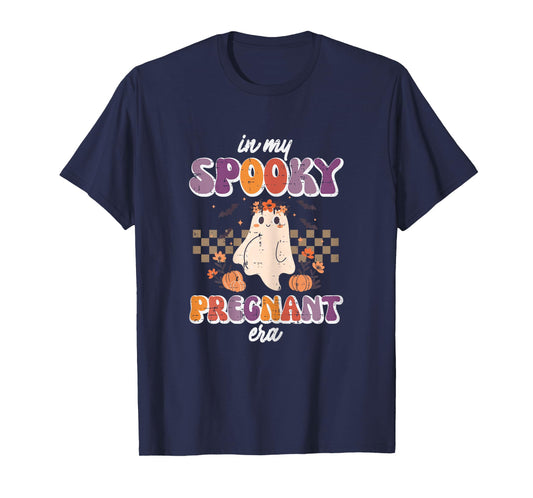 Halloween My Spooky Pregnant Era Retro Ghost Costume Women T-Shirt