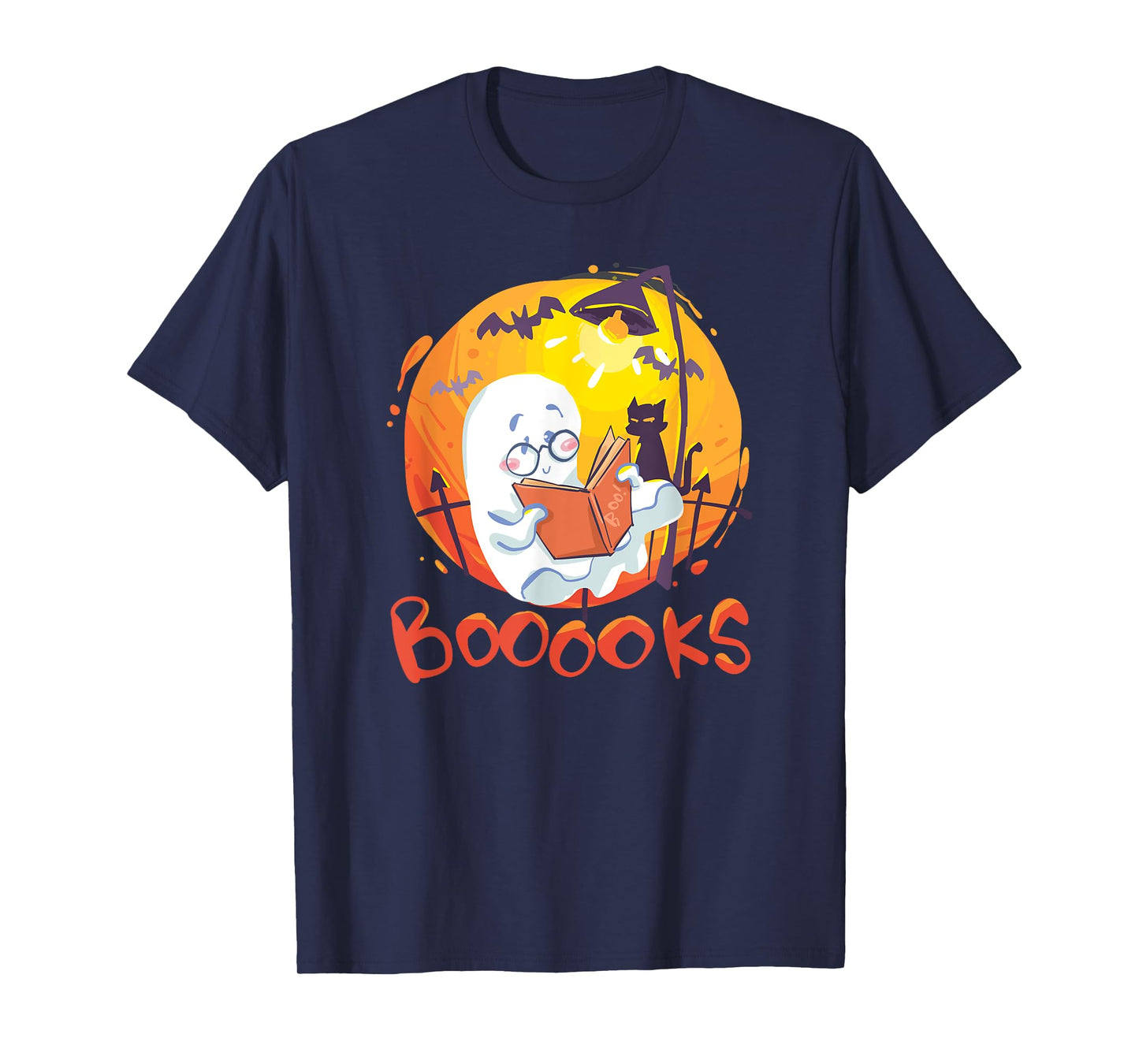 Booooks Ghost Funny Halloween Teacher Book Library Reading T-Shirt