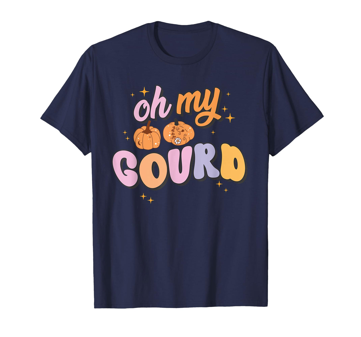 Oh My Gourd Funny Pumpkin Pun Halloween Group Retro Quote T-Shirt