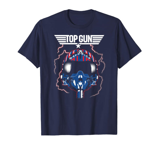 Top Gun Maverick Helmet with Lightning Classic Action Movie T-Shirt