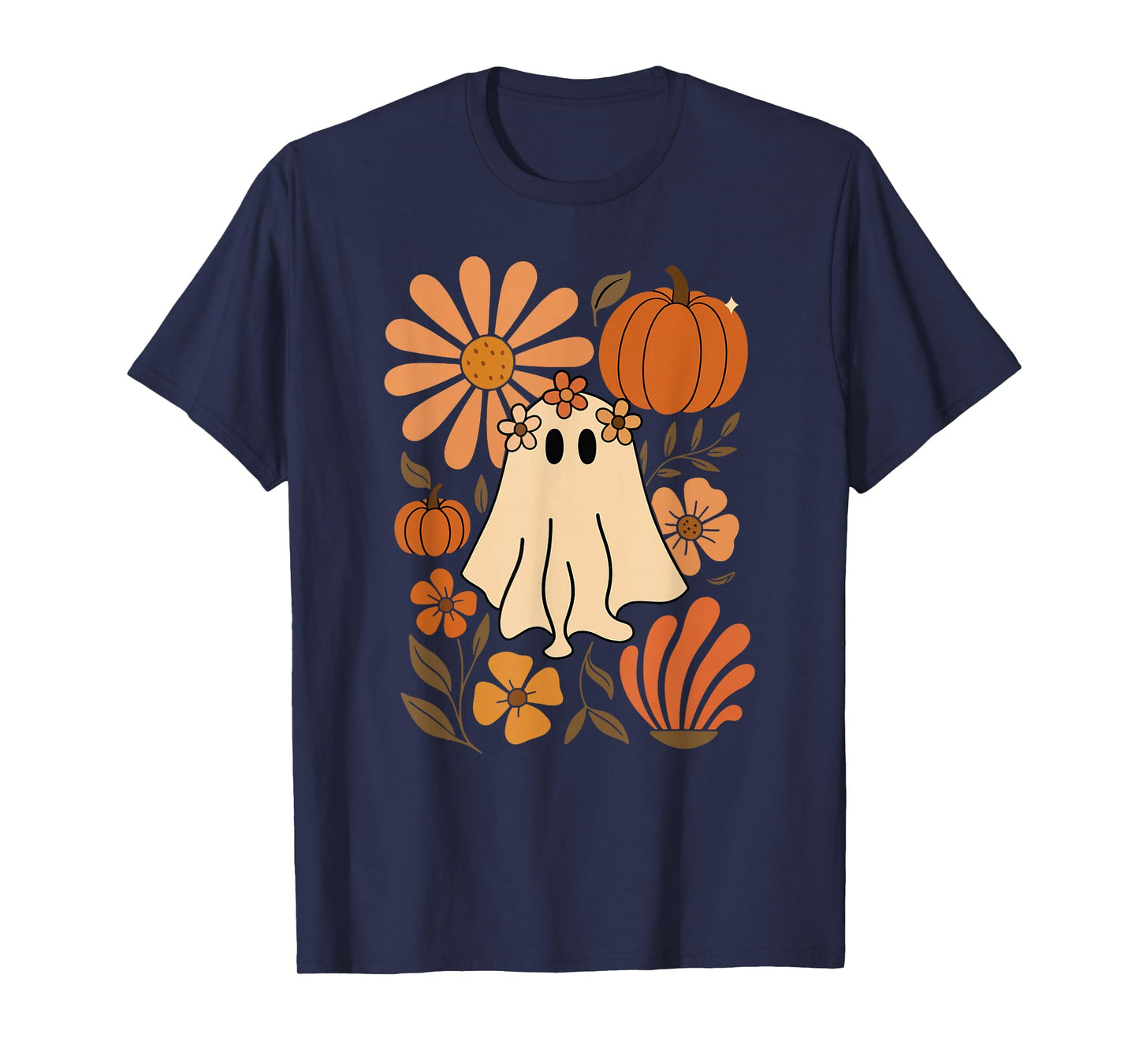Floral Ghost Halloween Boho Spooky Season T-Shirt