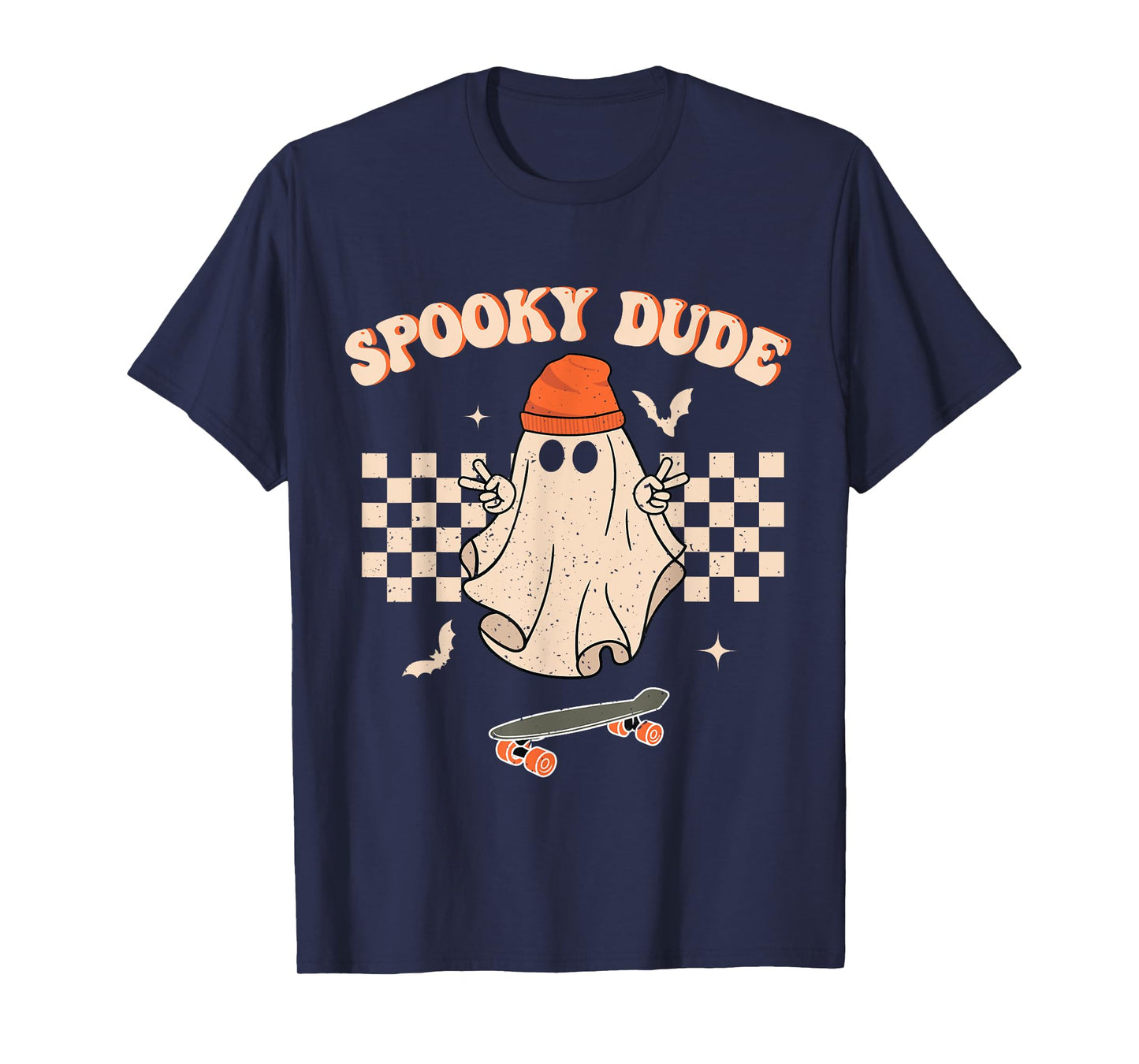Spooky Dude Toddler Retro Groovy Hippie Halloween Cute Ghost T-Shirt