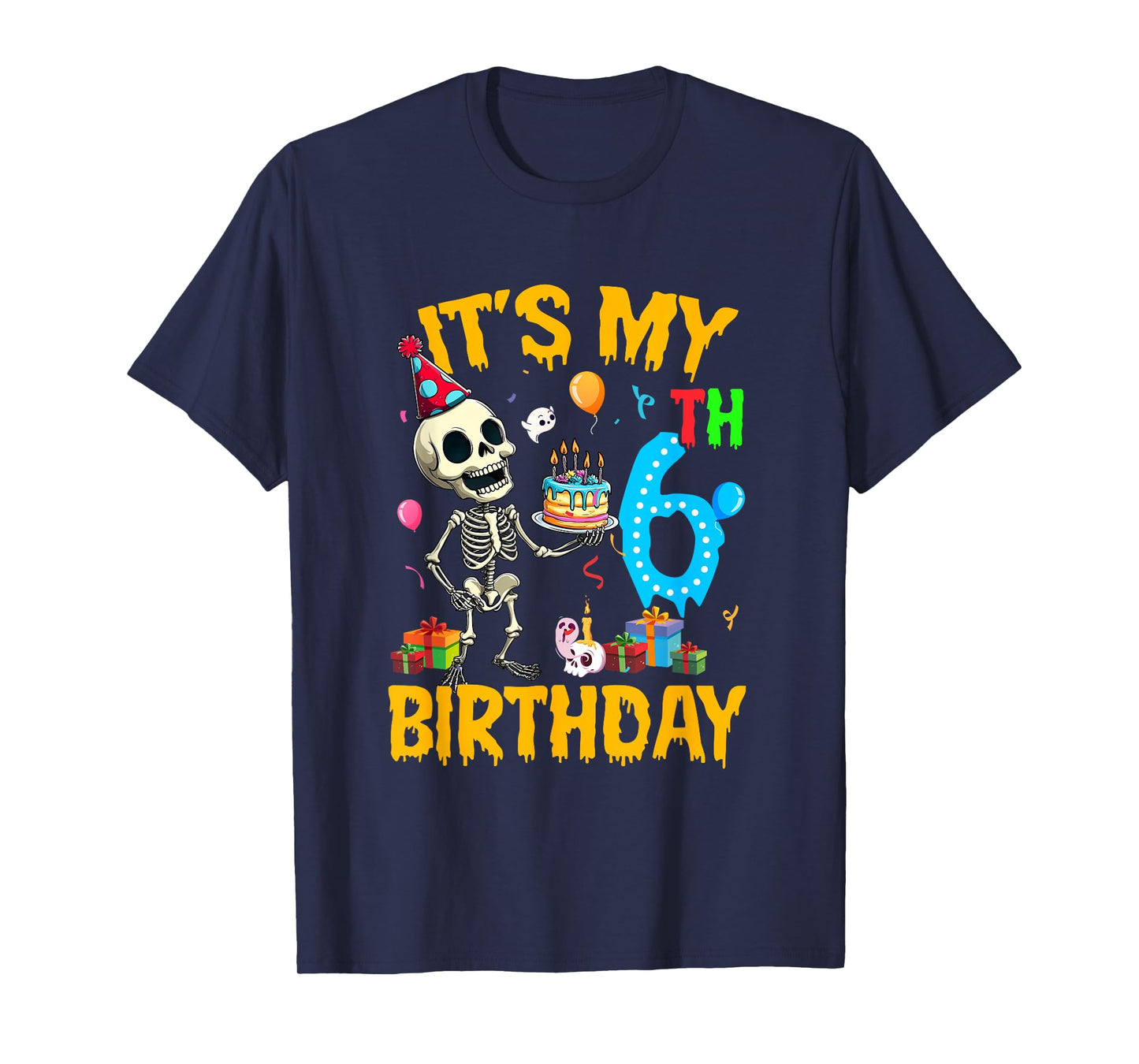 It's My 6Th Birthday Party Halloween Skeleton Birthday Kids T-Shirt