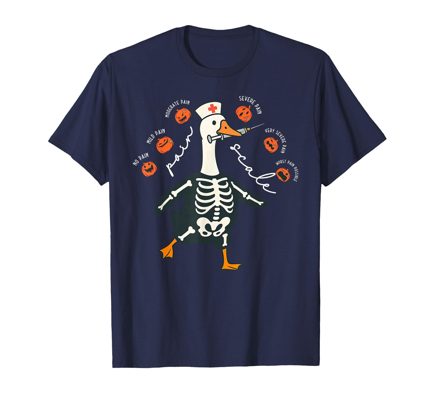 Spooky Pumpkin Pain Scale Pain Assessment Nurse Silly Goose T-Shirt