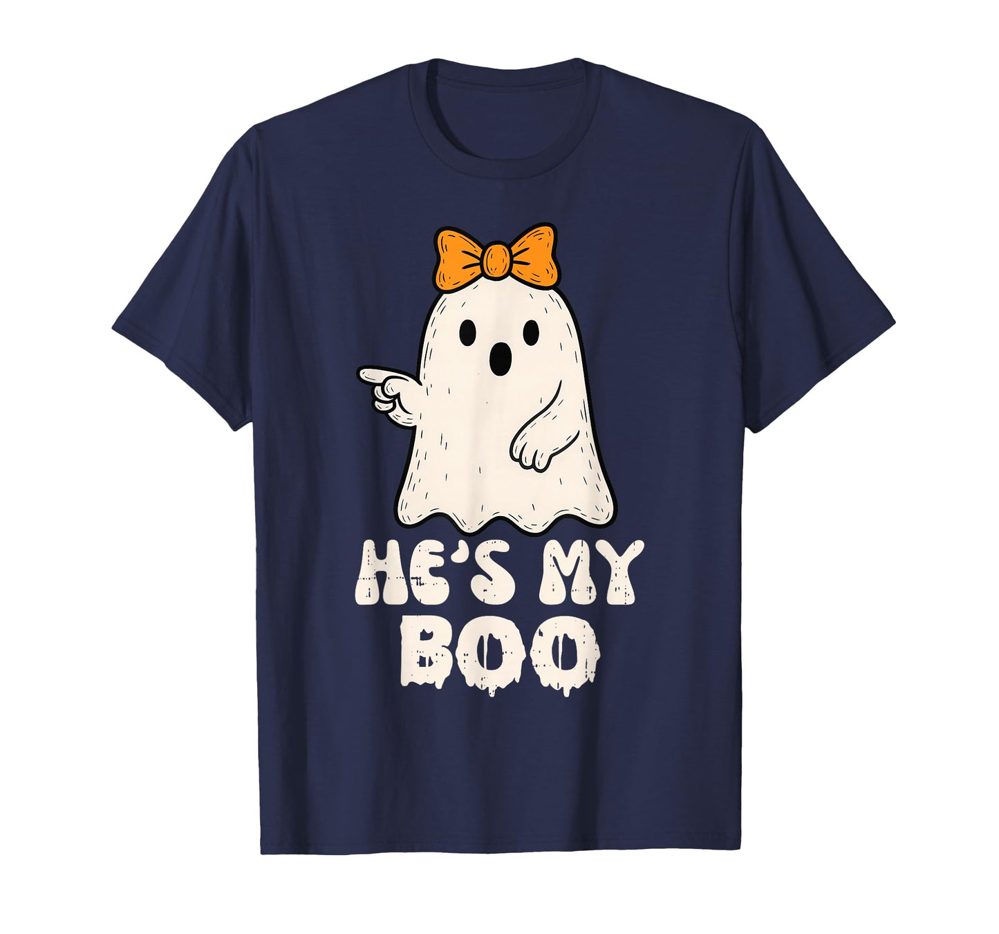 He's My Boo Couples Matching Halloween Costume Ghost Women T-Shirt