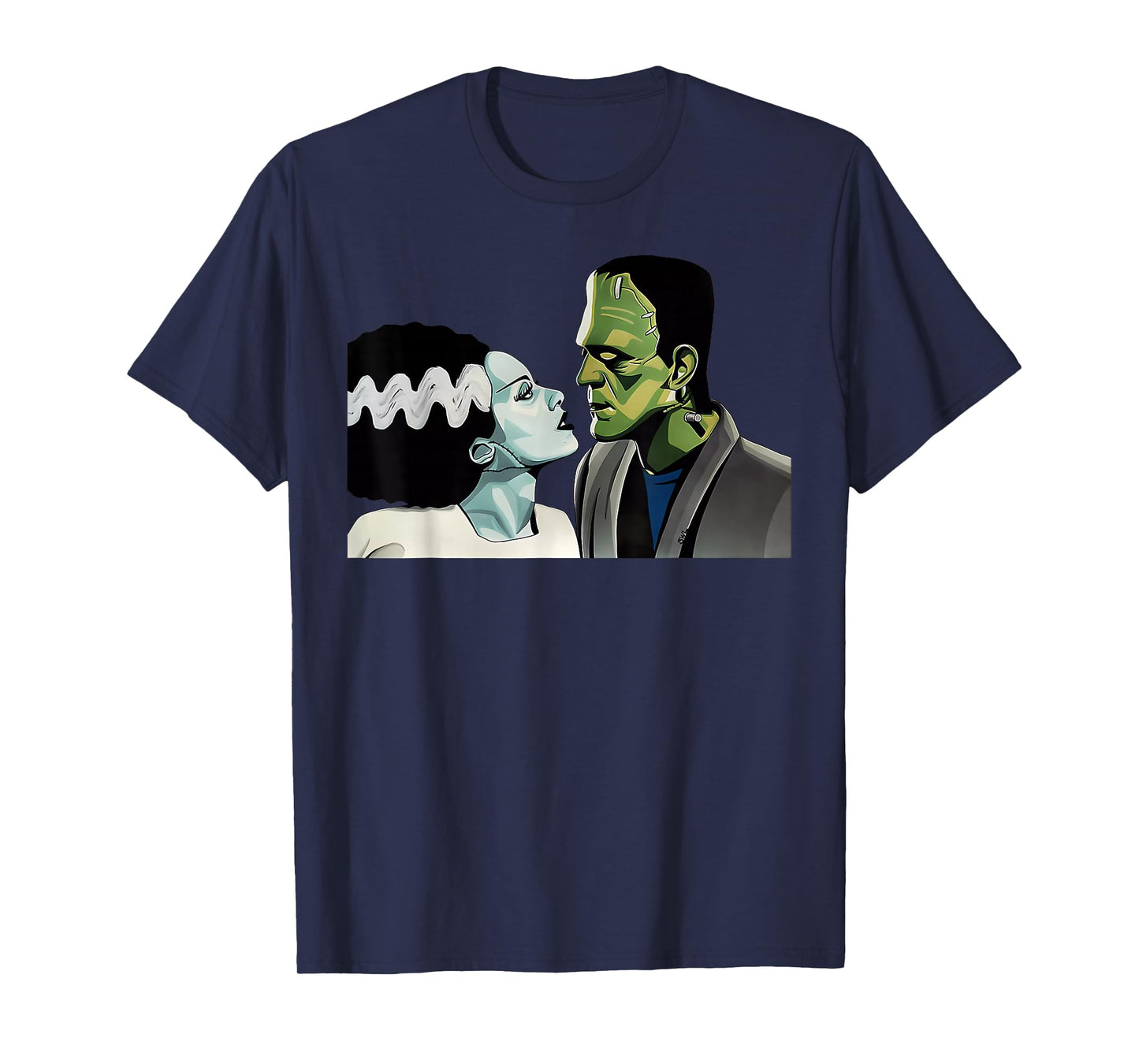 Funny Frankenstein Monster And Bride Halloween Romantic Kiss T-Shirt