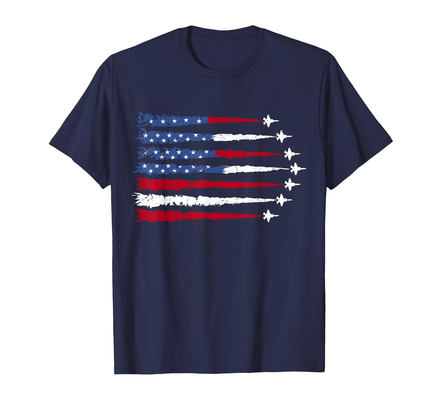 Patriotic Red White Blue USA Flag Fighter Jets 4th of July T-Shirt