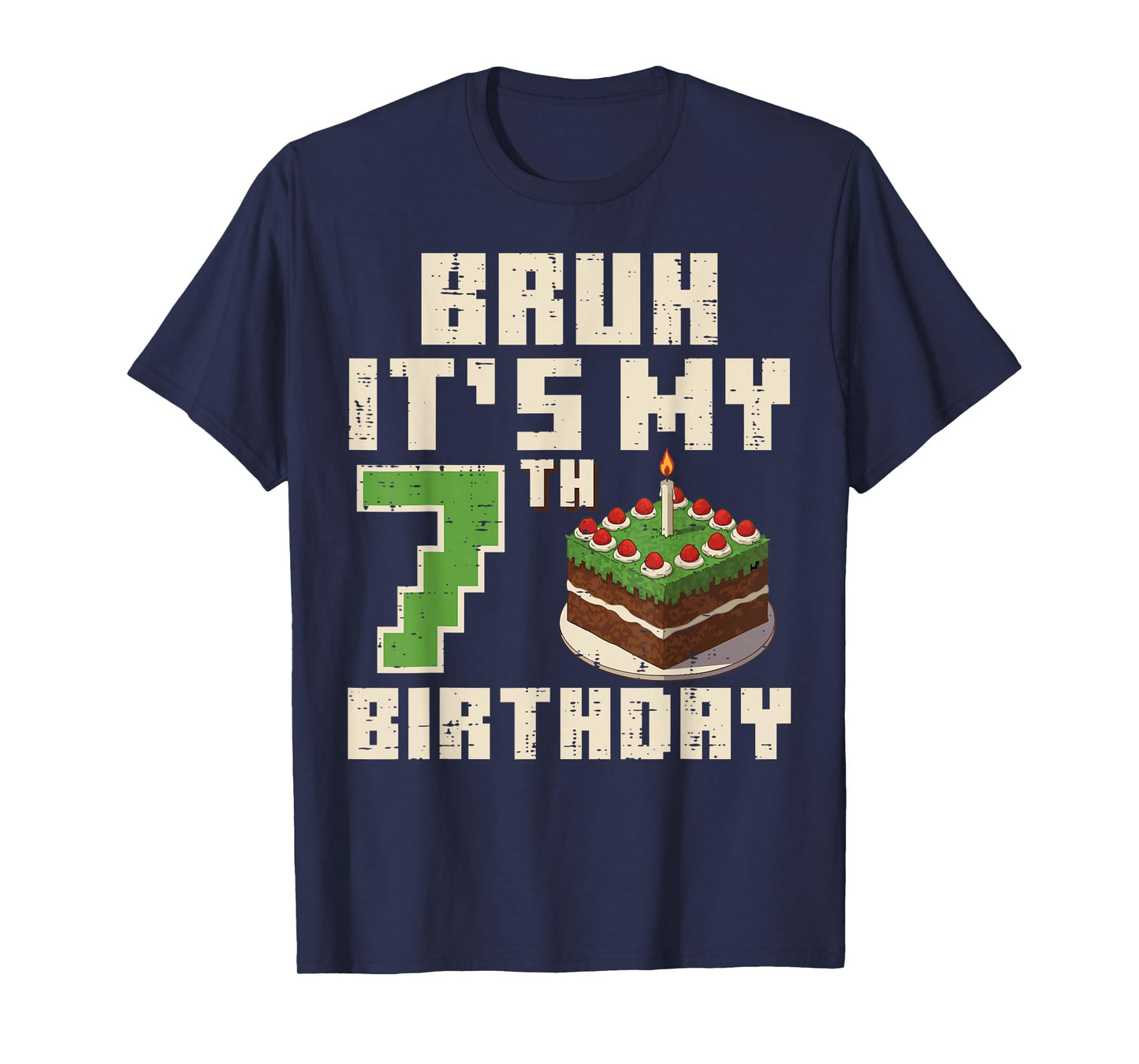 7th Birthday Pixel Gaming 7 Year Old Gamer Bday Boys Kids T-Shirt