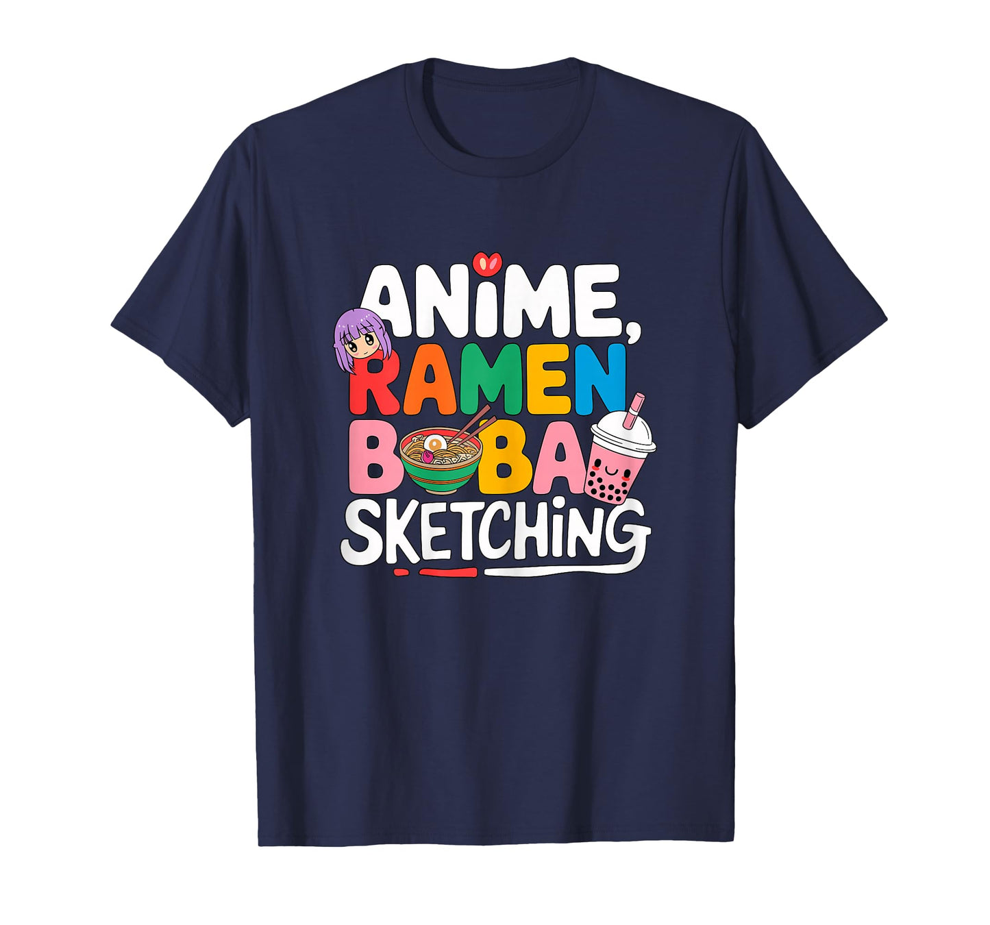 Anime Ramen Boba Sketching T-Shirt