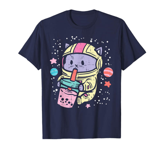 Cat Astronaut Boba Bubble Tea Kawaii Boys Girls Kids Toddler T-Shirt
