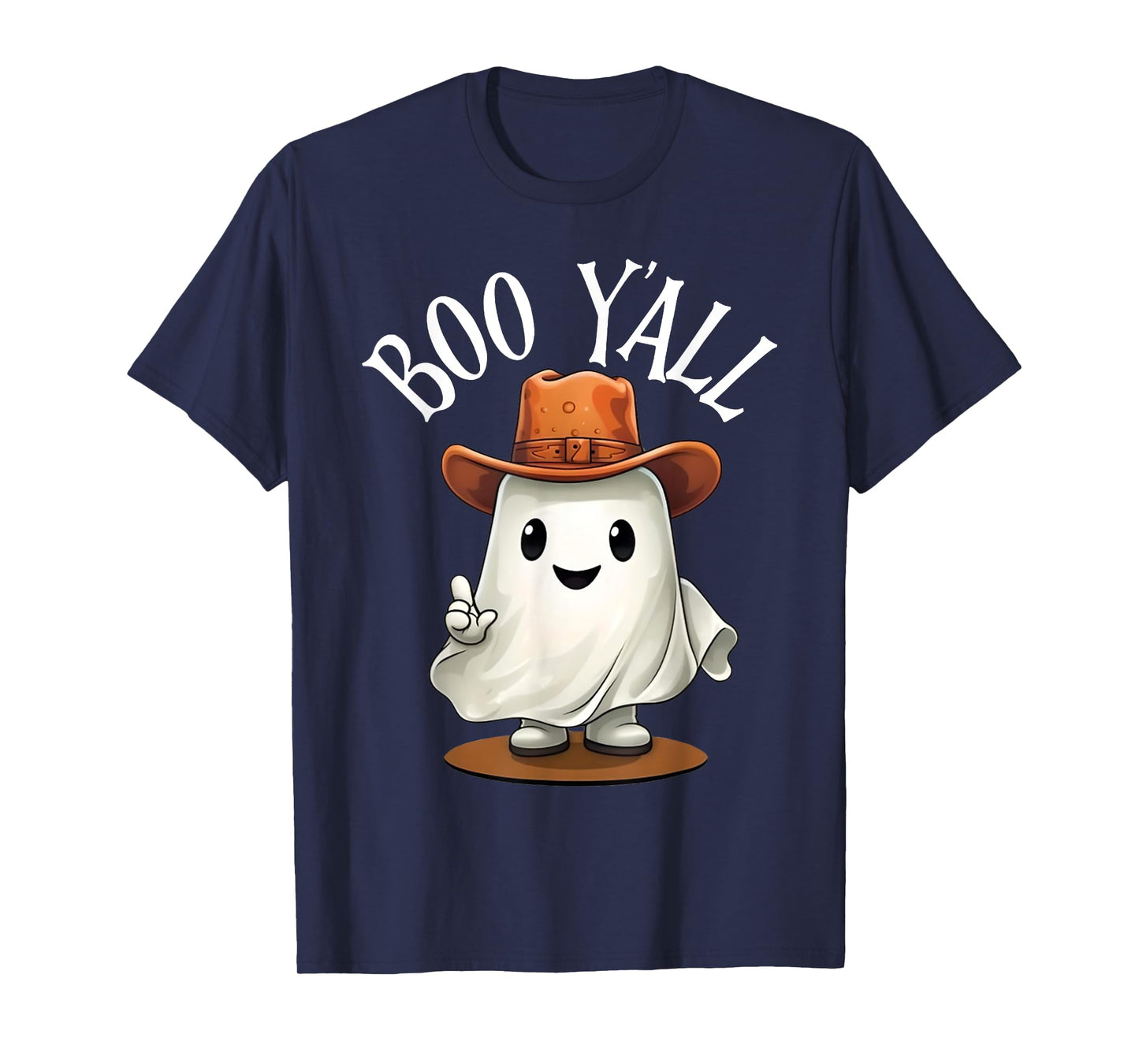Boo Y'all Cowboy Hat Ghost Funny Halloween Costume Southern T-Shirt