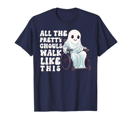 Halloween Wheelchair Costume Handicap Joke Ghouls Walk Like T-Shirt