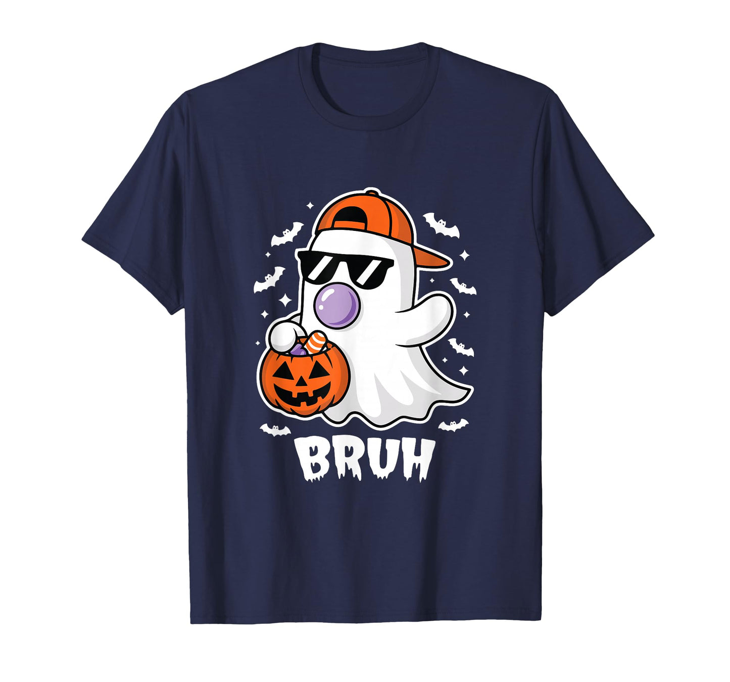 Bruh Ghost Bubble Gum Funny Halloween Costume Spooky Season T-Shirt