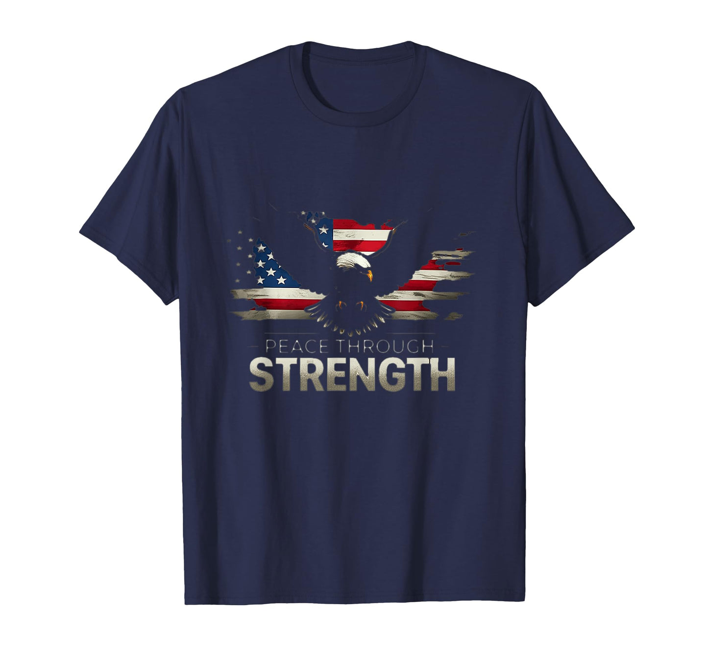 Peace Through Strength Distressed Flag USA Graphic T-Shirt